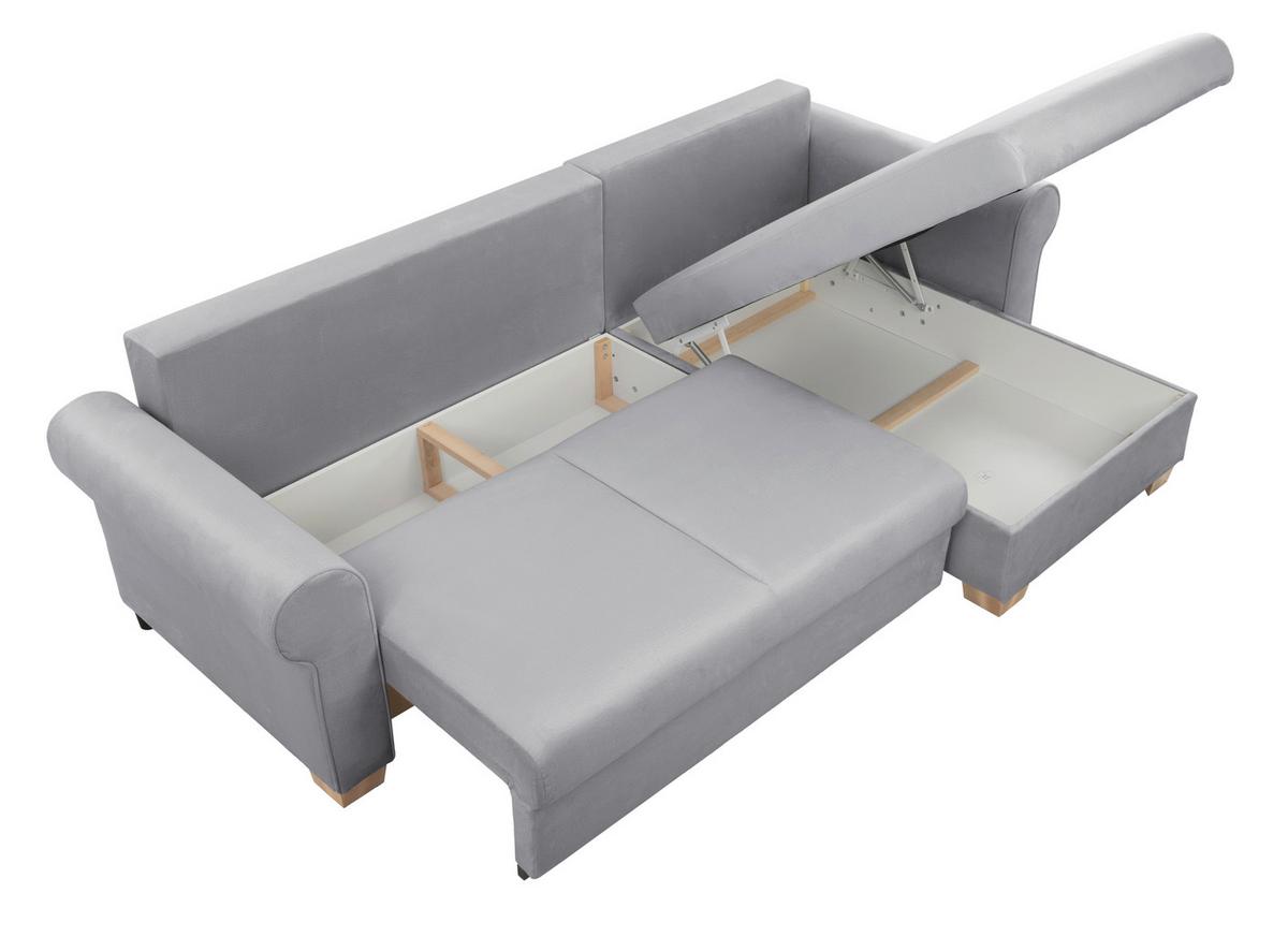 Ecksofa Arles Hellgrau 20 S: 266x161 Cm - Buchefarben/Hellgrau, Design, Textil (266/161cm) - MID.YOU