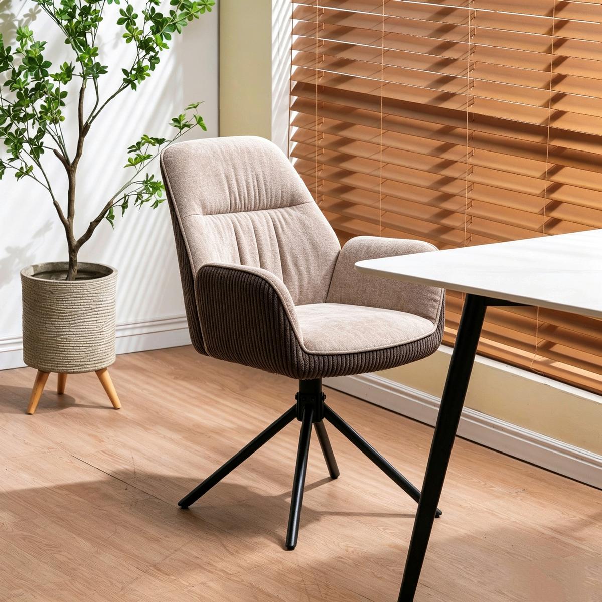 Armlehnstuhl Oulo Beige/Dunkelbraun B: 60 cm - Dunkelbraun/Beige, MODERN, Textil/Metall (60/89/65cm) - Livetastic