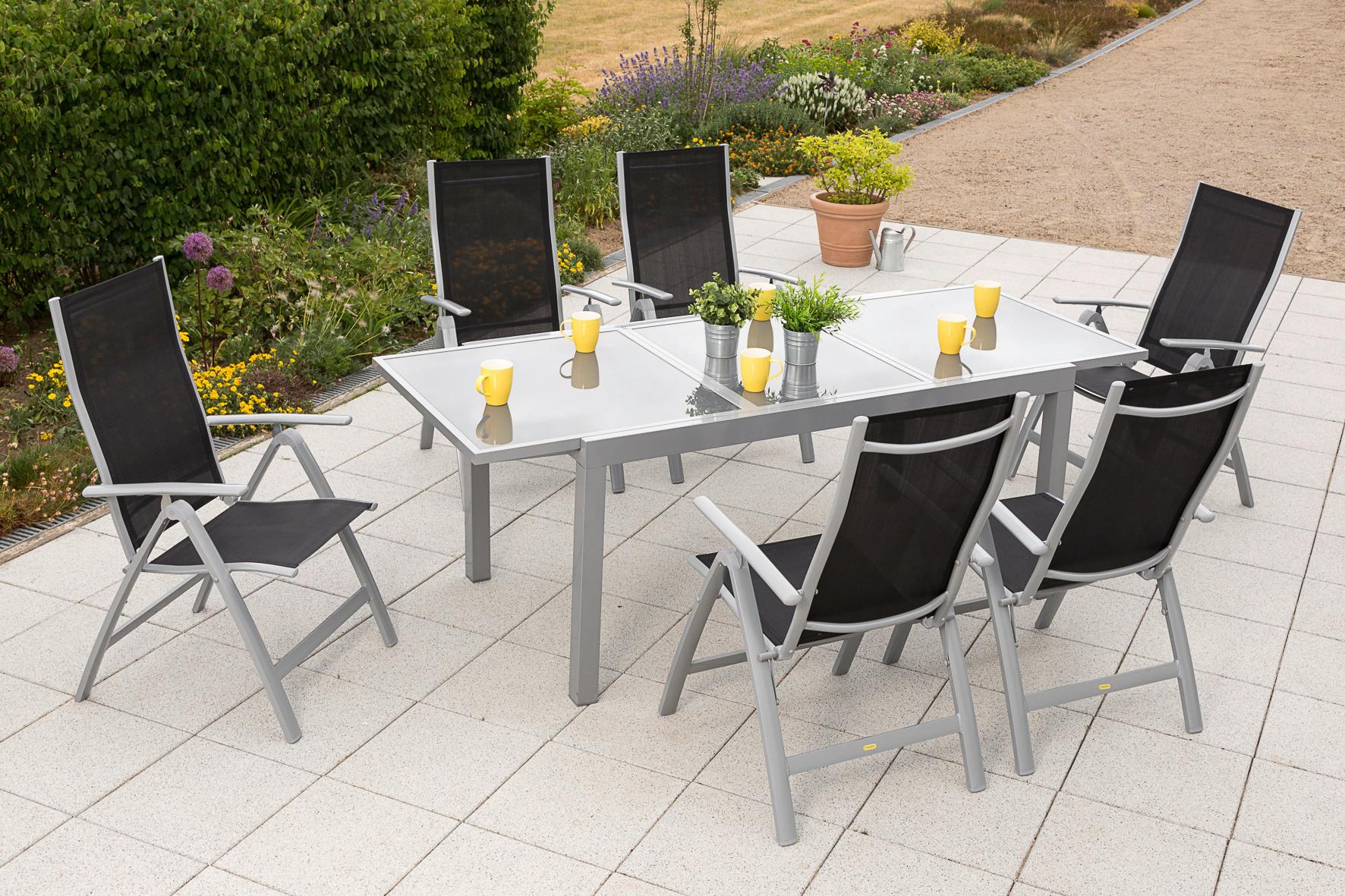 Gartenset Carrara - Silberfarben/Schwarz, MODERN, Textil/Metall - Gardenson