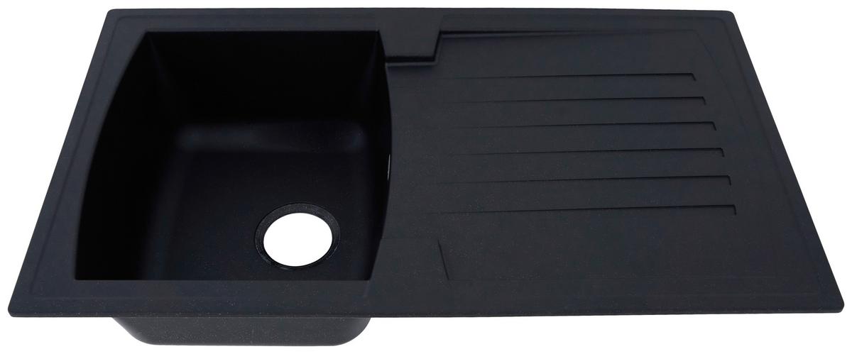 Spüle Respekta Boston Stein Bxt: 86x50 cm - Schwarz, Trend, Glas/Kunststoff (86/20/50cm) - Respekta