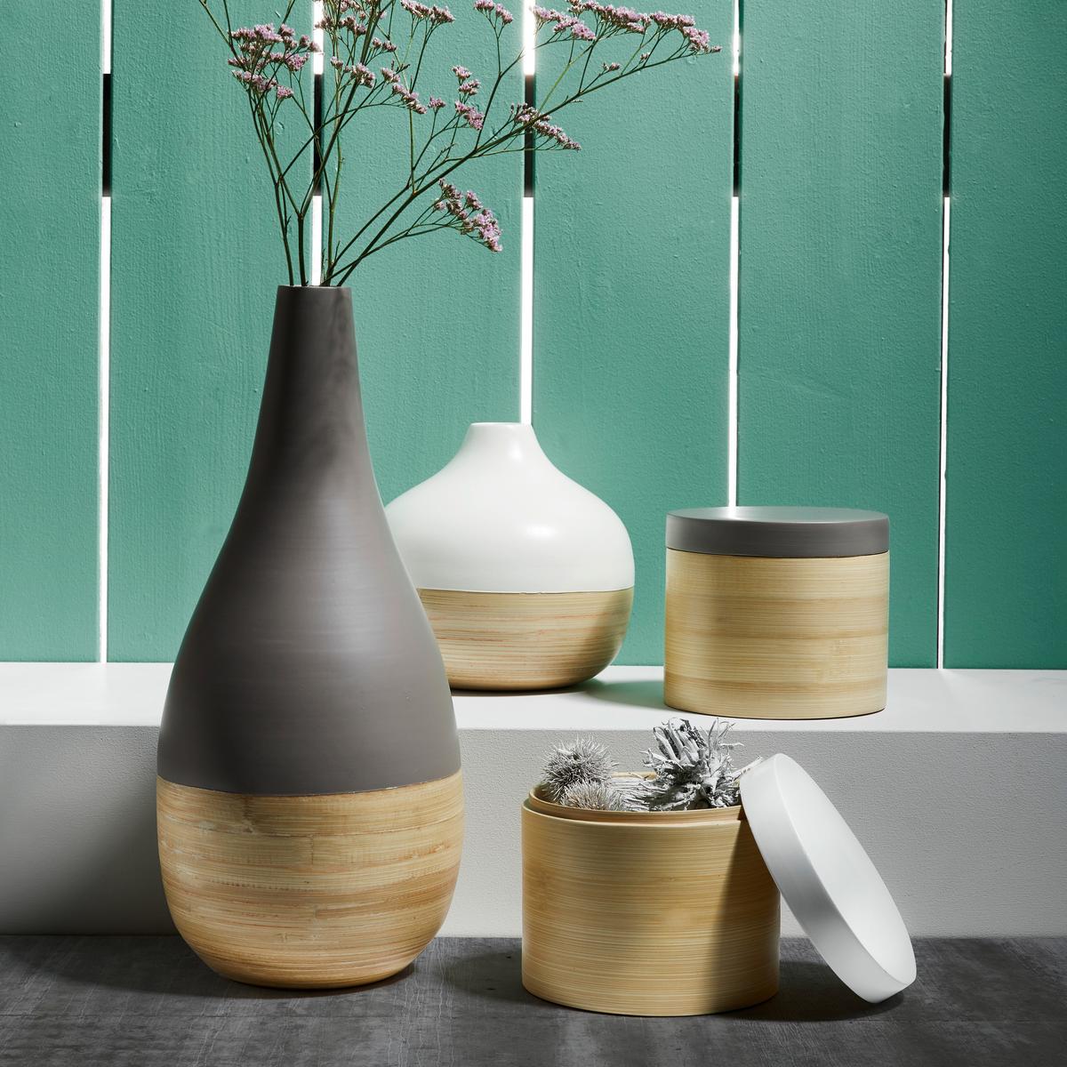 VÁZA NATURELLE - biela/prírodná farba, drevo (18/17cm) - Zandiara