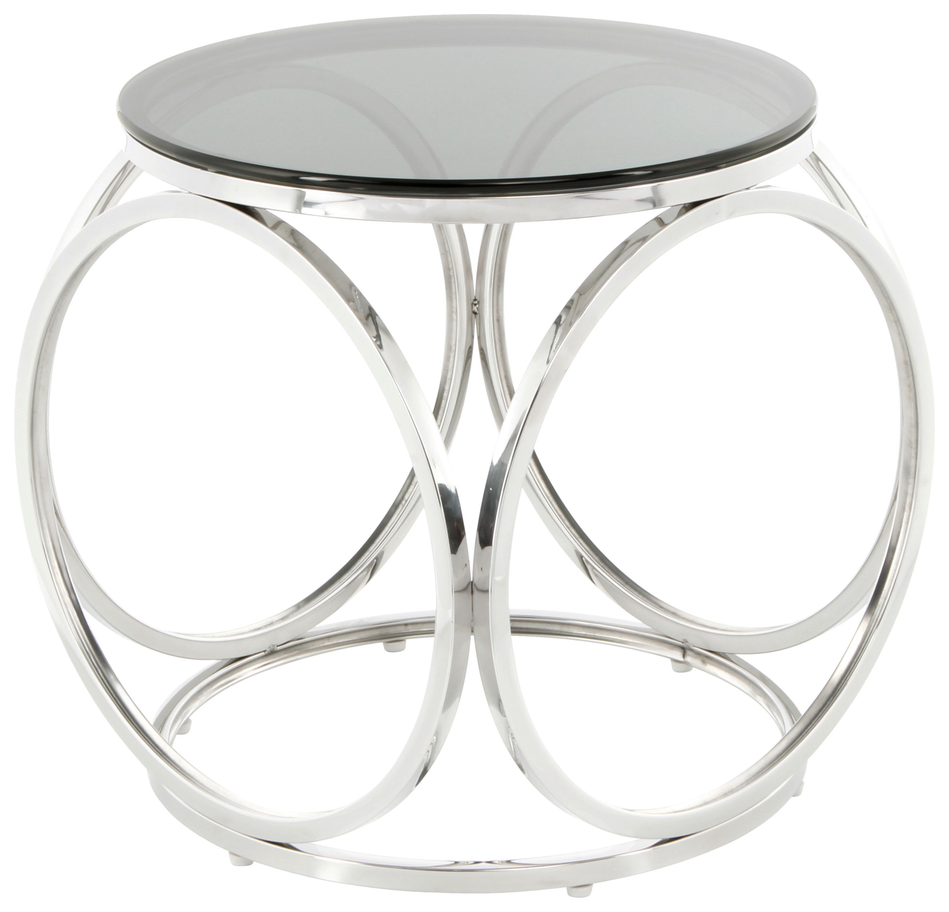 Beistelltisch Whitney 125 Schwarz / Silber - Roségold/Silberfarben, Design, Glas/Metall (40/42cm) - Kayoom