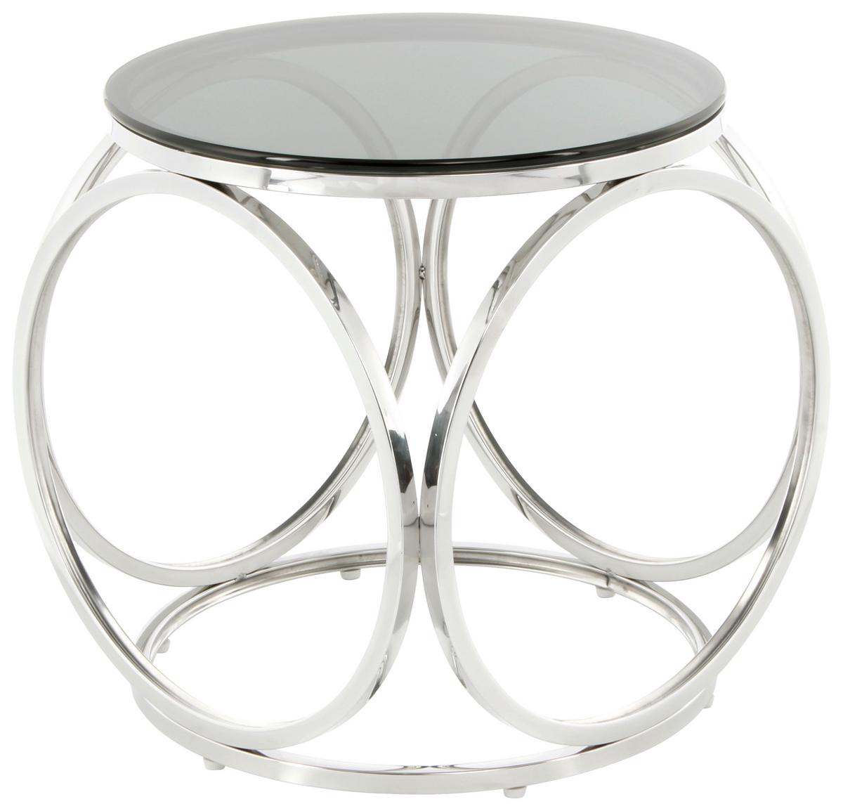 Beistelltisch Whitney 125 Schwarz / Silber - Roségold/Silberfarben, Design, Glas/Metall (40/42cm) - Kayoom
