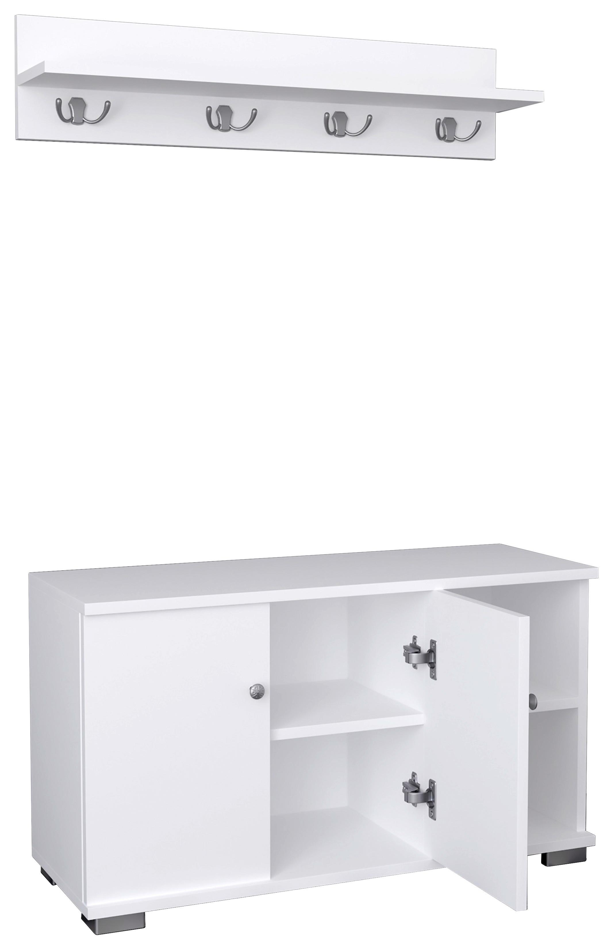 Garderobe Gados 2-Teilig Weiß - Weiß, MODERN, Holzwerkstoff (90/82/33cm) - MID.YOU