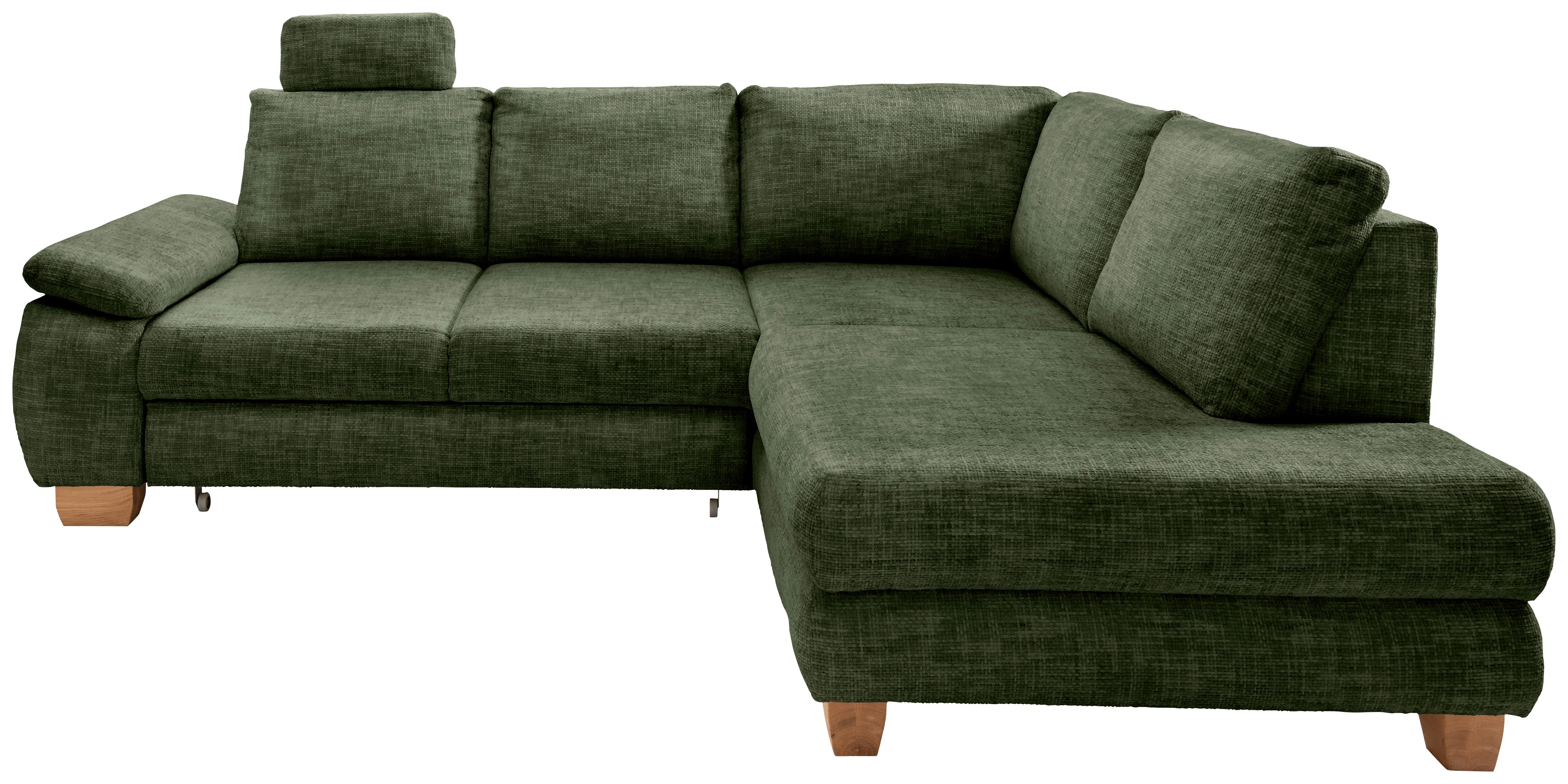 Eckschlafsofa Positano Dunkelgrün S: 265x206 Cm - Wildeiche/Dunkelgrün, MODERN, Textil (265/206cm) - Livetastic