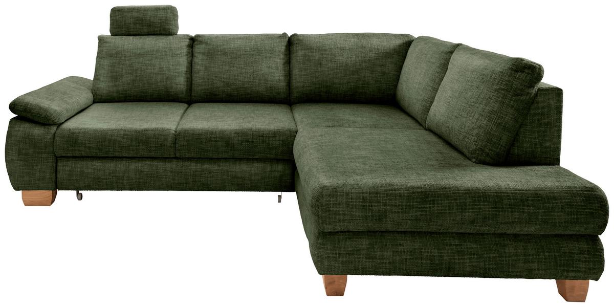 Eckschlafsofa Positano Dunkelgrün S: 265x206 Cm - Wildeiche/Dunkelgrün, MODERN, Textil (265/206cm) - Livetastic