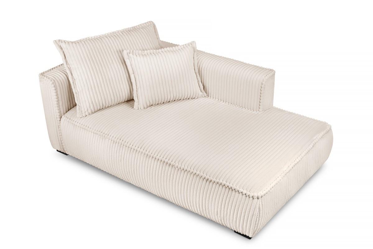 Recamiere Modena Rechts inkl. Kissen, Creme, B: 208 cm - Creme/Schwarz, Design, Textil (207/75/121cm) - MID.YOU