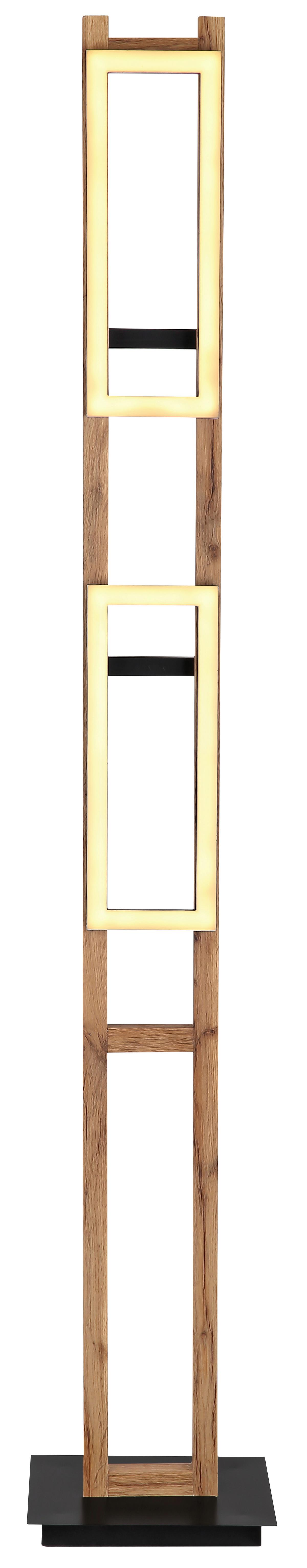 Led-stehlampe Vision Opalfarben/schwarz/braun - Dunkelbraun/Opal, Natur, Holzwerkstoff/Kunststoff (25/20/150cm) - Globo