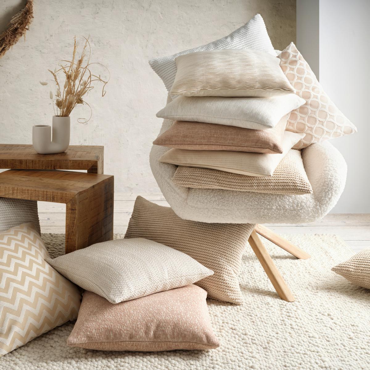 POŤAH NA VANKÚŠ Pia, 48/48cm, sivobiela - prírodná farba, Basics, textil (50/50cm) - Premium Living