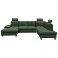 Wohnlandschaft Ascot Dunklegrün U: 170x324x220 cm - Dunkelgrün/Eichefarben, KONVENTIONELL, Textil (170/324/220cm) - MID.YOU
