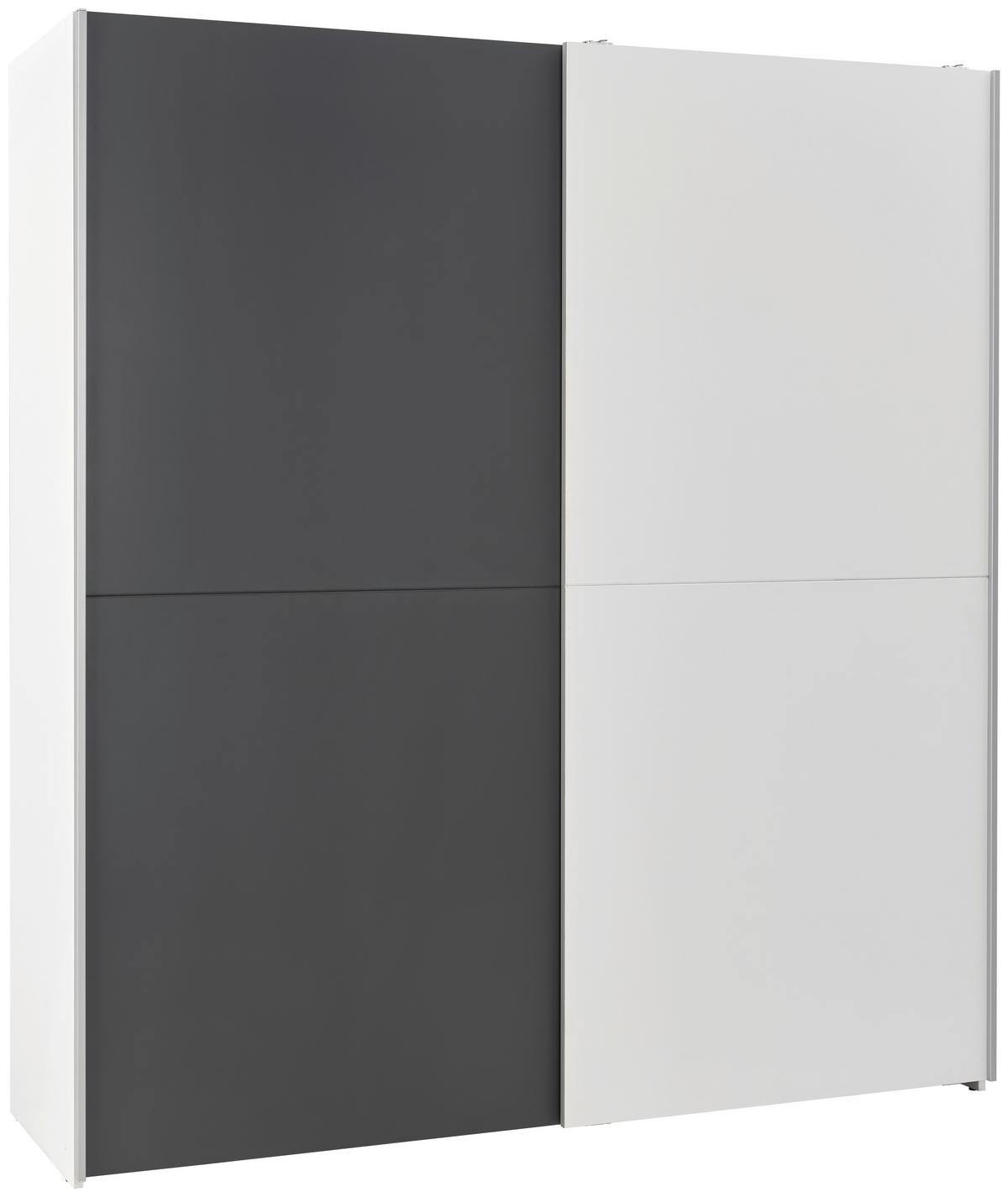 Tolóajtós Szekrény Time 170/190cm - grafitszürke/fehér, Basics, faalapú anyag (170/191/59cm) - Best Price