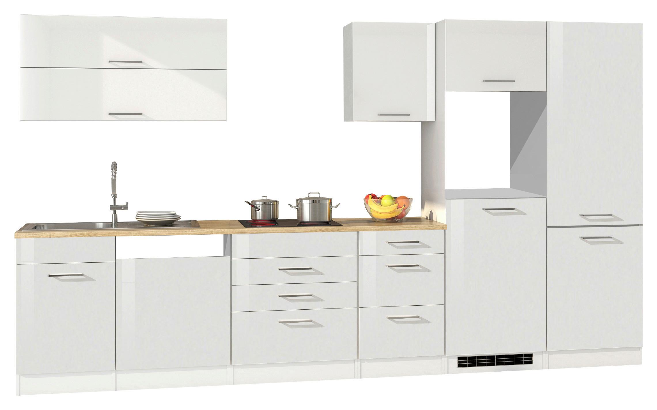 Küchenleerblock Mailand Weiß B: 360 cm - Weiß Hochglanz/Weiß, MODERN, Holzwerkstoff (360cm) - Held