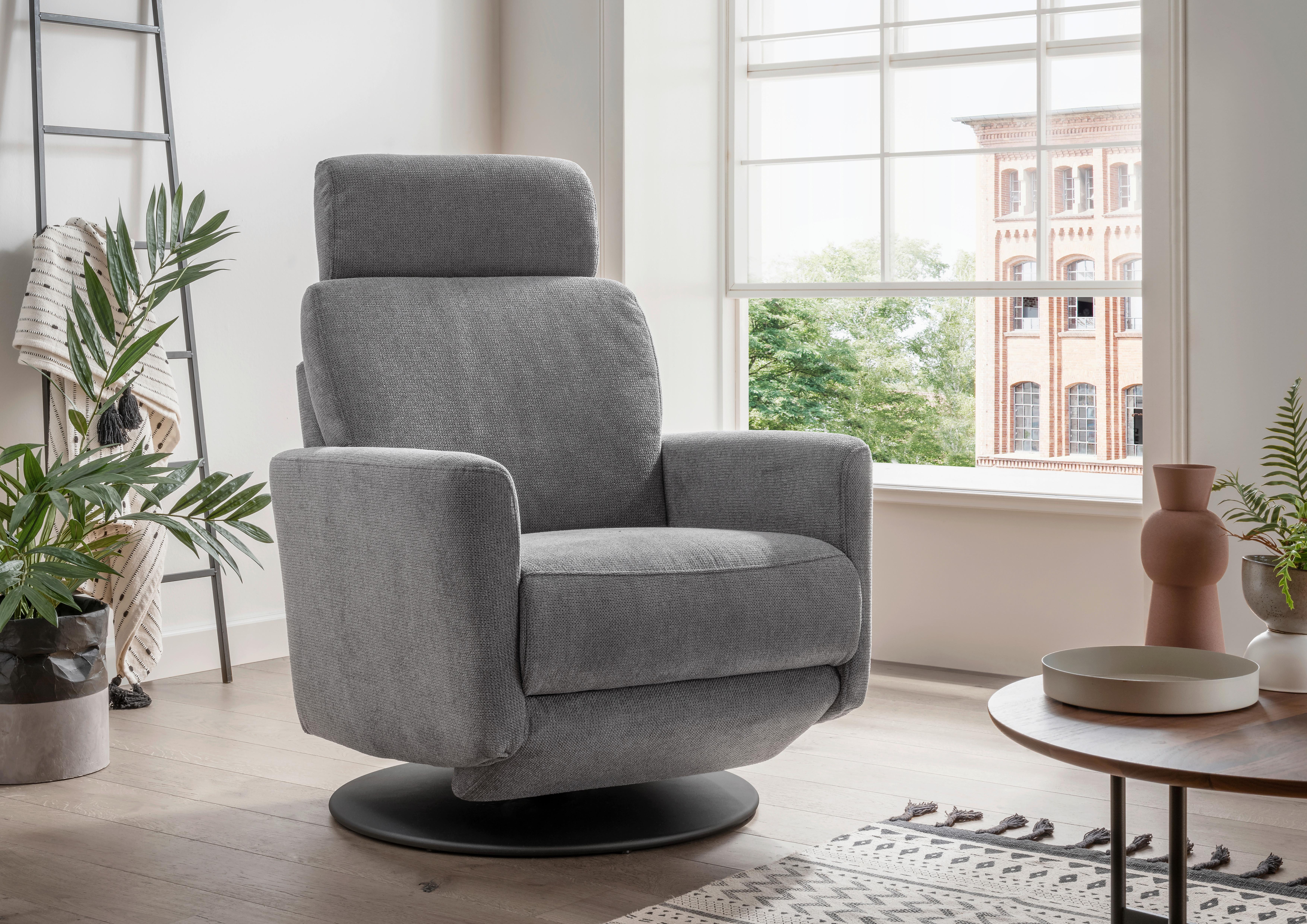 Relaxsessel Centrale T: 87-154 cm, Dunkelgrau - Dunkelgrau/Schwarz, MODERN, Textil (77/105/87-154cm) - Livetastic