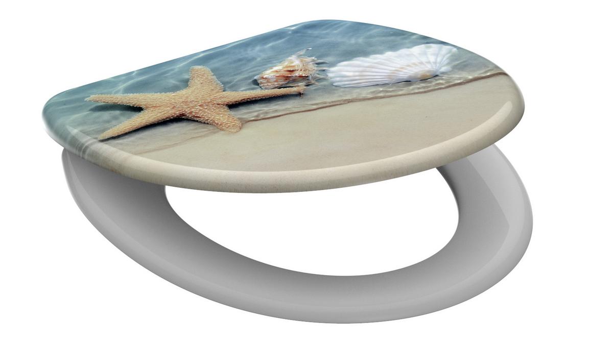 WC-Sitz Beach Strandmotiv mit Absenkautomatik B: 37,2 cm - Multicolor, MODERN, Kunststoff (37,2/4,0/44,8cm)