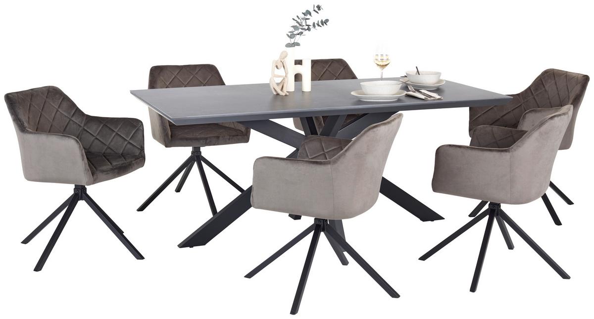 Esstisch Steve 1 180x90 Cm Schwarz - Schwarz, MODERN, Keramik/Holzwerkstoff (180/76/90cm)