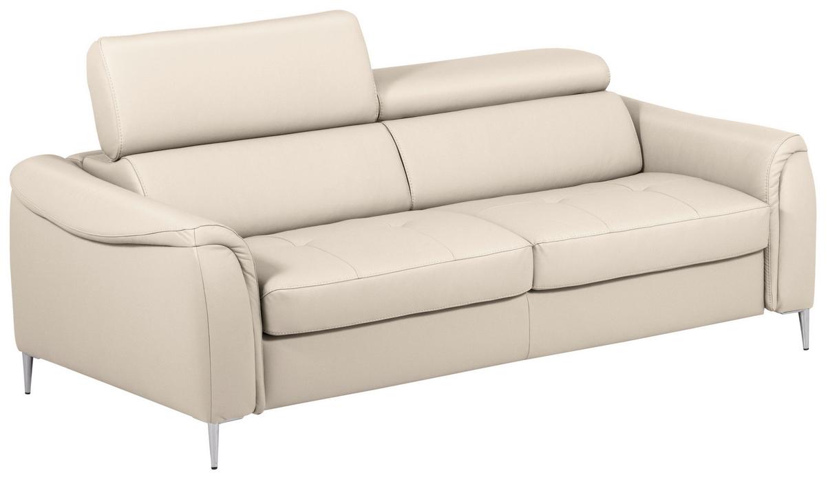 Schlafsofa Pafos Beige Lederlook, Rindsleder B: 203cm - Beige, Design, Leder/Textil (203/77-98/103cm) - MID.YOU