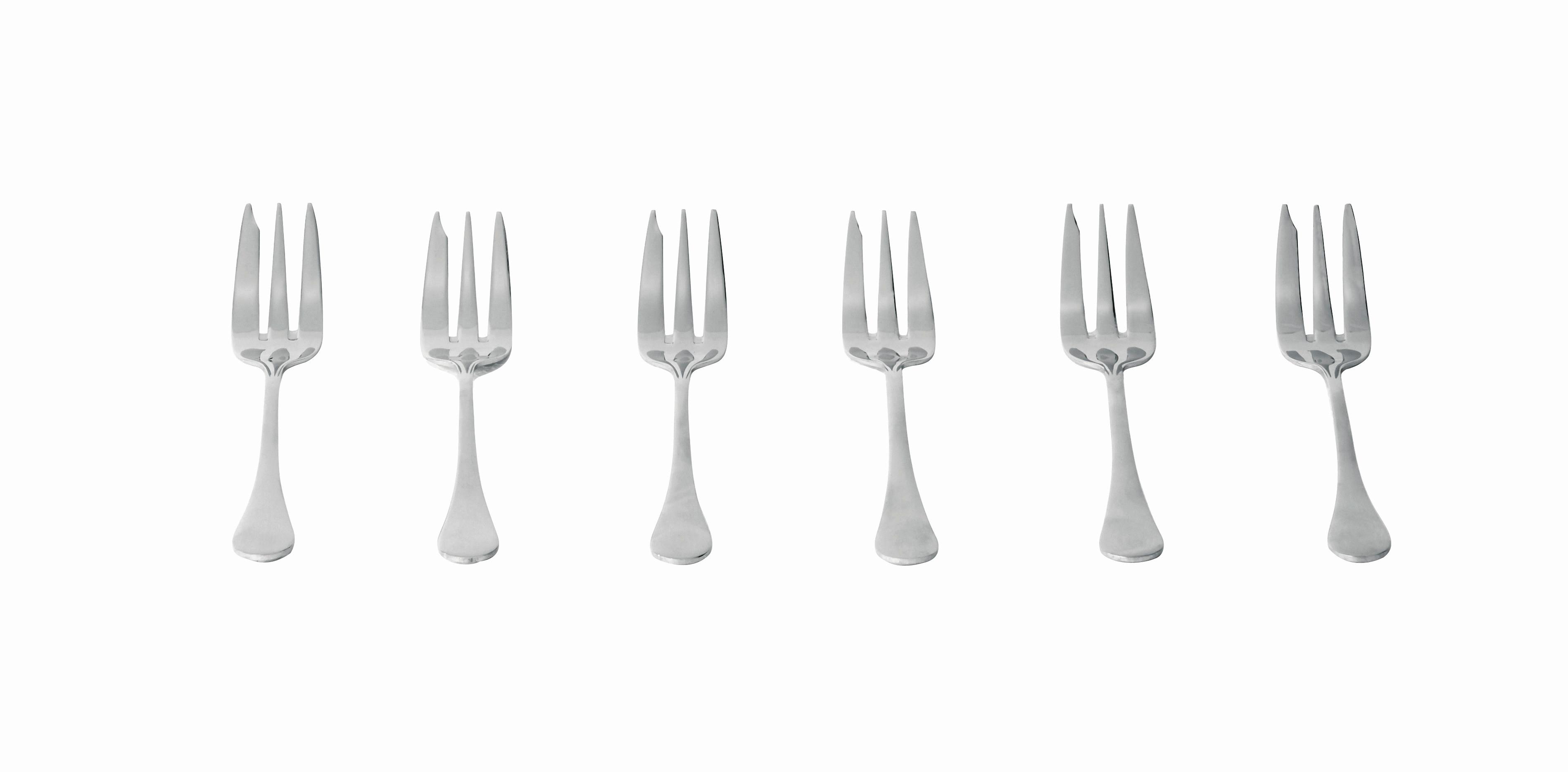 Kuchengabel Angela 6er Set L: Ca. 14,2 Cm - Edelstahlfarben, KONVENTIONELL, Metall (14,2cm) - Luca Bessoni