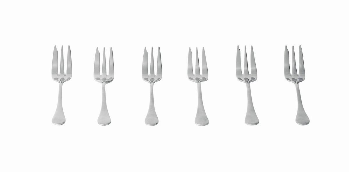 Kuchengabel Angela 6er Set L: ca. 14,2 cm - Edelstahlfarben, KONVENTIONELL, Metall (14,2cm) - Luca Bessoni