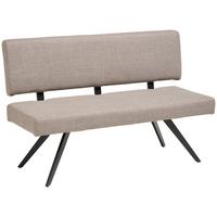 Sitzbank Andros mit Lehne Hellgrau, B: 140 cm - Hellgrau/Schwarz, KONVENTIONELL, Textil/Metall (140/90/62cm) - MID.YOU