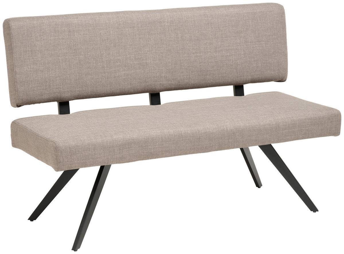 Sitzbank Andros mit Lehne Hellgrau, B: 140 cm - Hellgrau/Schwarz, KONVENTIONELL, Textil/Metall (140/90/62cm) - MID.YOU