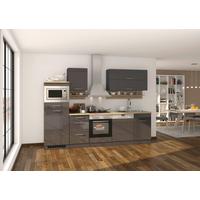 Küchenzeile Mailand mit Geräten 280 cm Anthrazit Elegant - Eichefarben/Anthrazit, MODERN, Holzwerkstoff (280cm) - Held