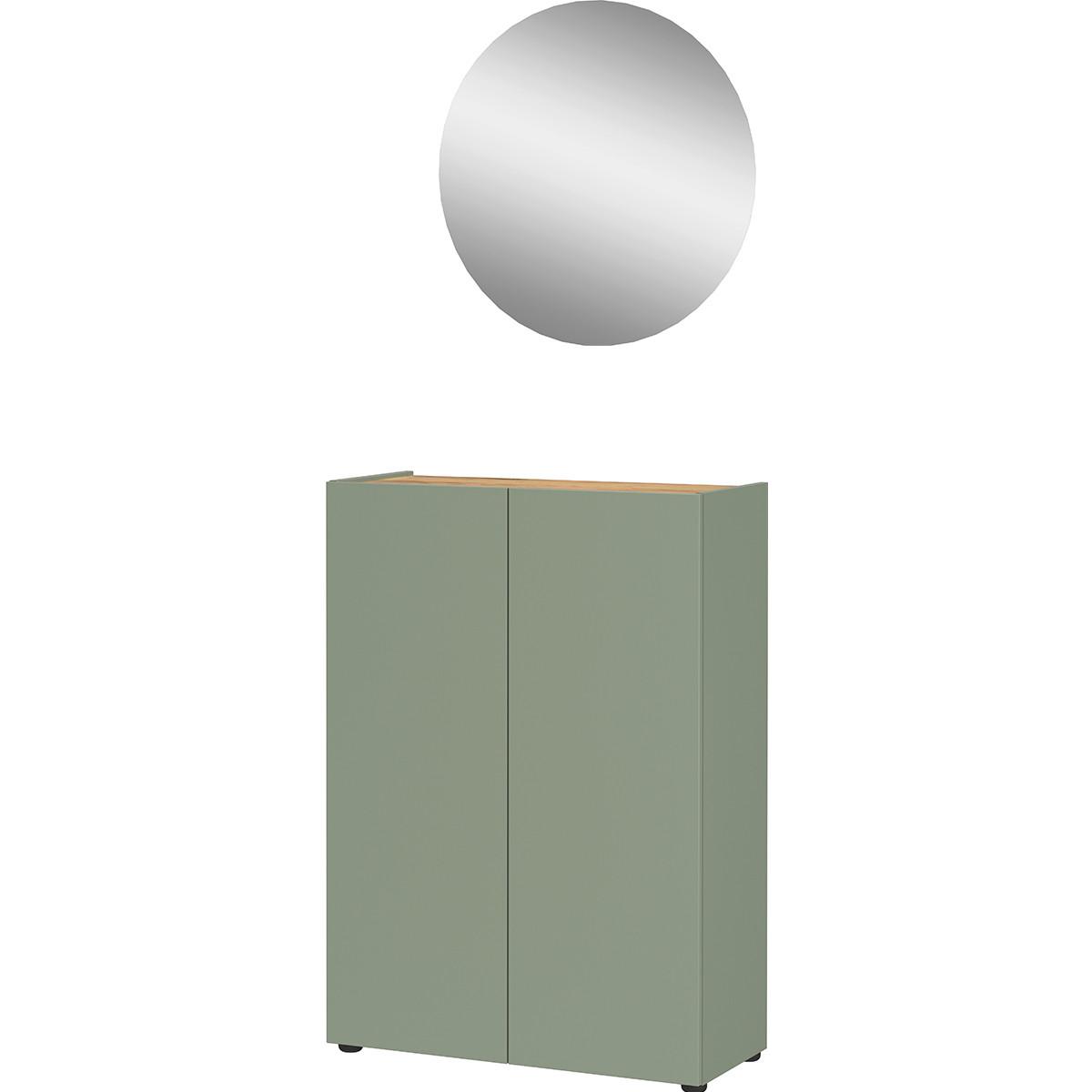 Garderobe Alviano Grün/Eiche Dekor 2-teilig - Eichefarben/Grün, Design, Glas/Holzwerkstoff (74/200/33cm) - Germania