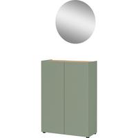 Garderobe Alviano Grün/Eiche Dekor 2-teilig - Eichefarben/Grün, Design, Glas/Holzwerkstoff (74/200/33cm) - Germania