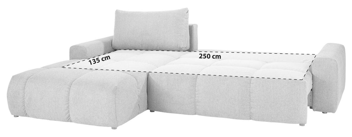 Ecksofa Atlantic Mit Schlafftunktion und Bettkasten - Schwarz/Grau, Design, Textil (214/305cm) - Luca Bessoni