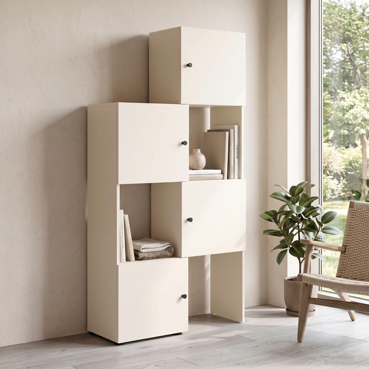 REGAL Lovund, Beige B: 42-70 cm - Beige/Schwarz, Design, Holzwerkstoff (42-70/163,1/34,7cm) - MID.YOU