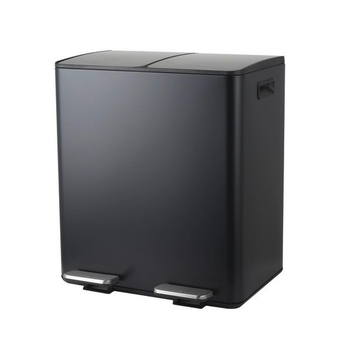 Treteimer Aliya 40l Schwarz Metall Lbh: 45x30x51 Cm - Schwarz, Basics, Kunststoff/Metall (45/30/51cm) - Spirella
