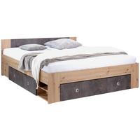 Postel s úložným prostorem Azurro 180x200, tmavě šedá/dub - barvy dubu/tmavě šedá, Moderní, kompozitní dřevo (180/200cm)