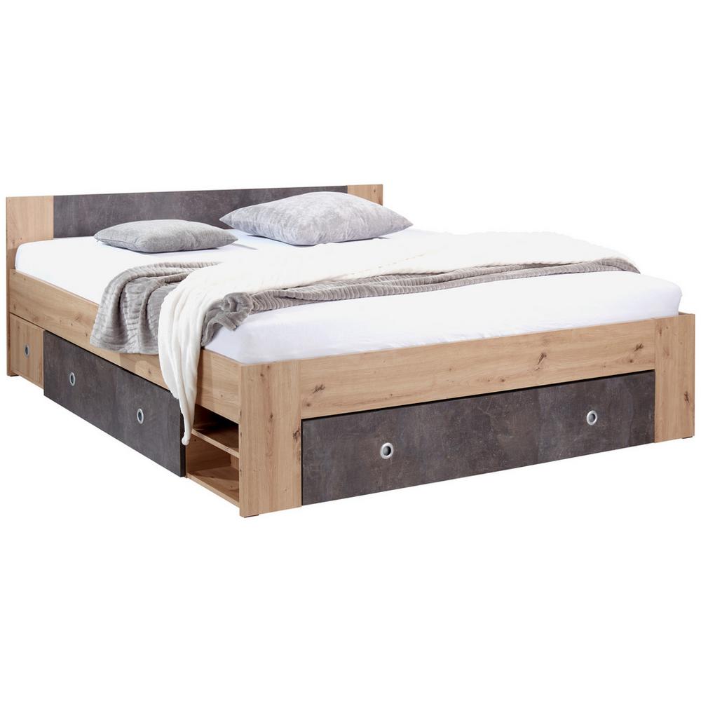 Posteľ S Úložným Priestorom Azurro, 180x200, Tmavosivá/dub