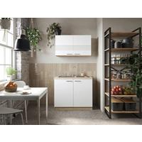 Miniküche Merle Weiß/Eiche Dekor B:100cm - Eichefarben/Weiß, Basics, Glas/Holzwerkstoff (100cm) - Respekta