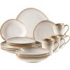 Kombiservice Weiß Beige 16-Teilig - Beige/Weiß, Basics, Keramik (39,5/34,8/35,5cm) - Mäser