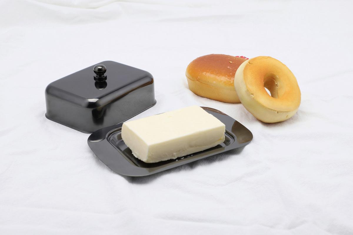 Echtwerk Butterdose Edelstahl Schwarz, L/b/h: 18,5x12,2x7 Cm - Schwarz Hochglanz, Basics, Metall (18,5/12,2/7,0cm) - Echtwerk