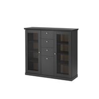 Highboard Lincoln Schwarz/Eichefarben B: 129cm - Eichefarben/Schwarz, Design, Holzwerkstoff (129/118/42cm) - MID.YOU
