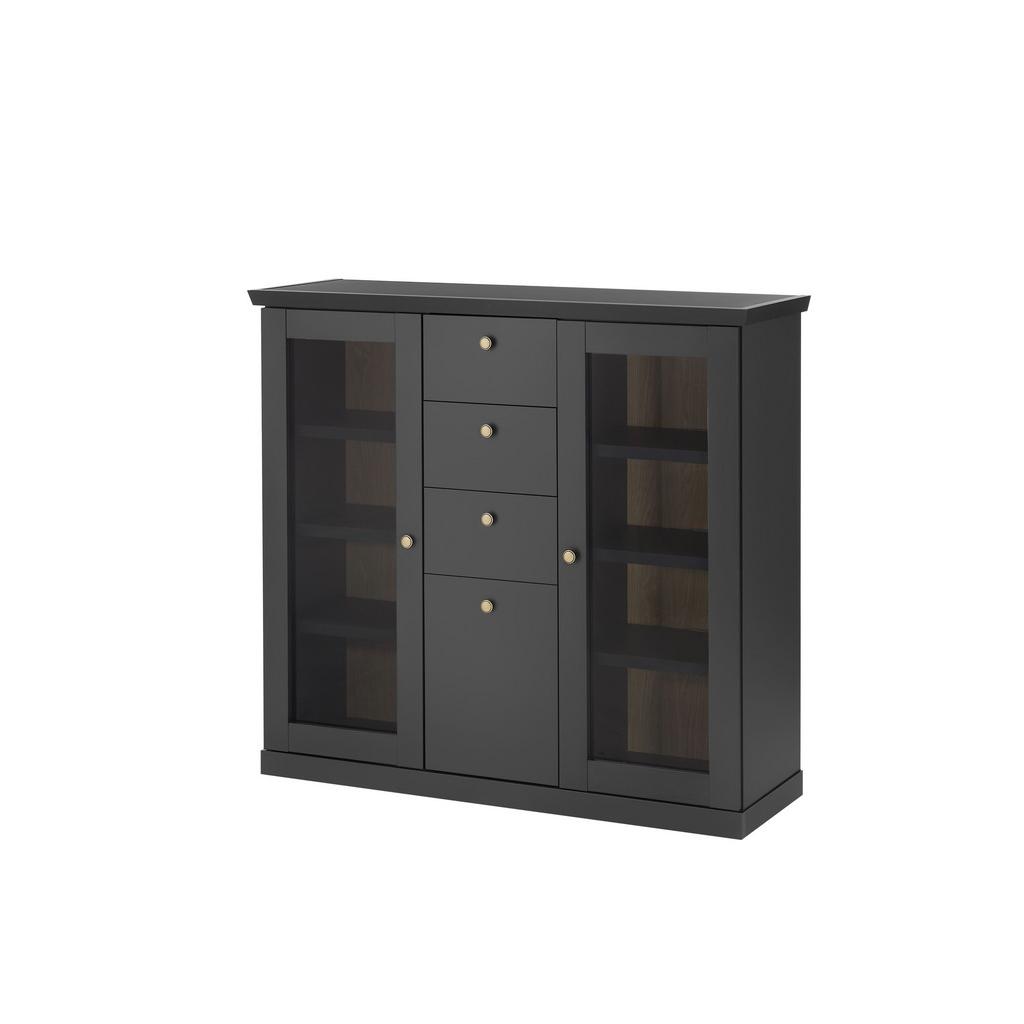 Highboard Lincoln Schwarz/Eichefarben B: 129cm