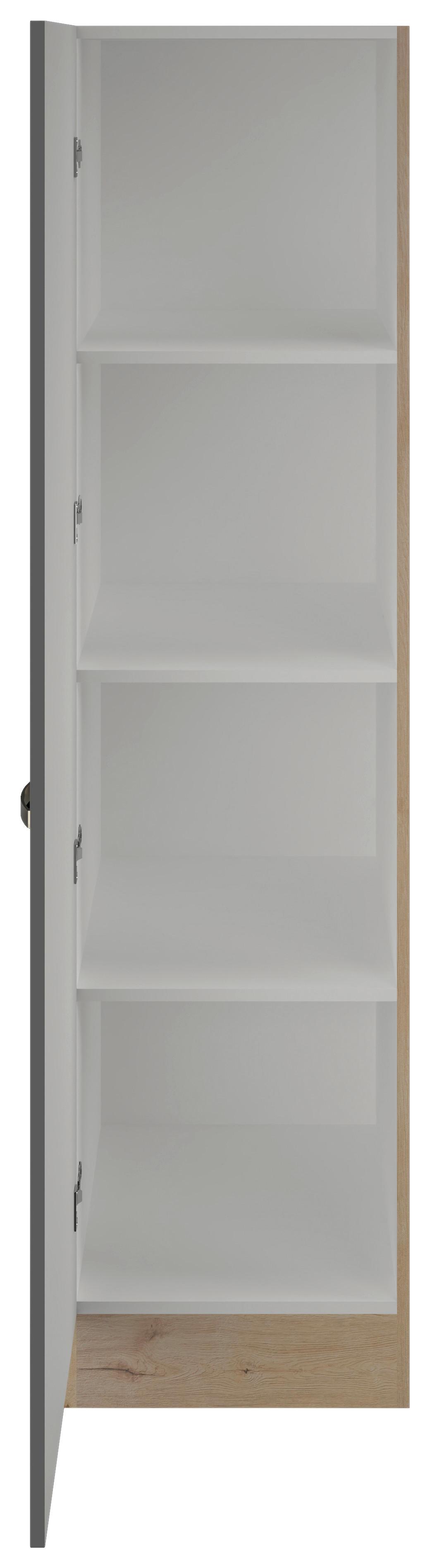 Vysoká kuchynská skrinka Shadow GE50 sivá - dub San Remo/farba ušľachtilej ocele, Modern, kov/kompozitné drevo (50/200/57cm)