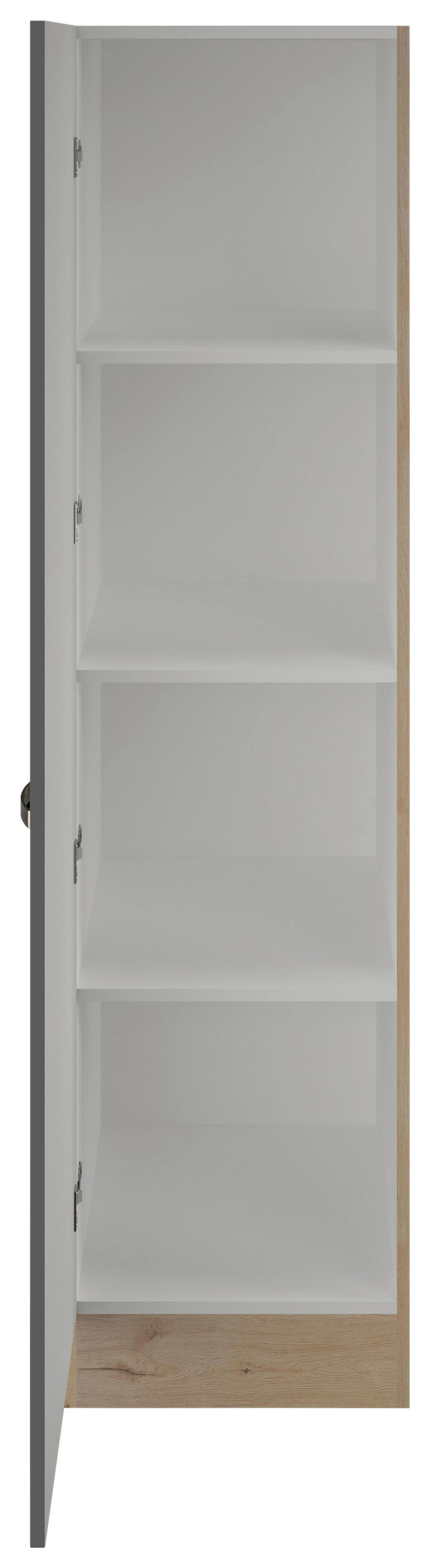 Geschirrschrank Shadow B: 50 cm Grau/Eiche Dekor 3 Böden - Dunkelgrau/Eiche San Remo, MODERN, Holzwerkstoff (50/200/57cm)