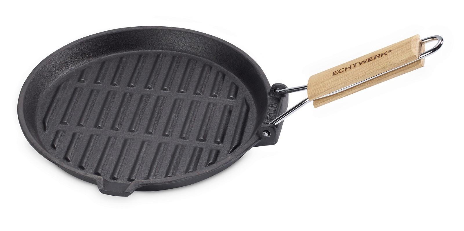 GRILLZUBEHÖR ECHTWERK GRILLPFANNE-GUSSEISEN - Schwarz, Trend, Metall (23cm) - Echtwerk