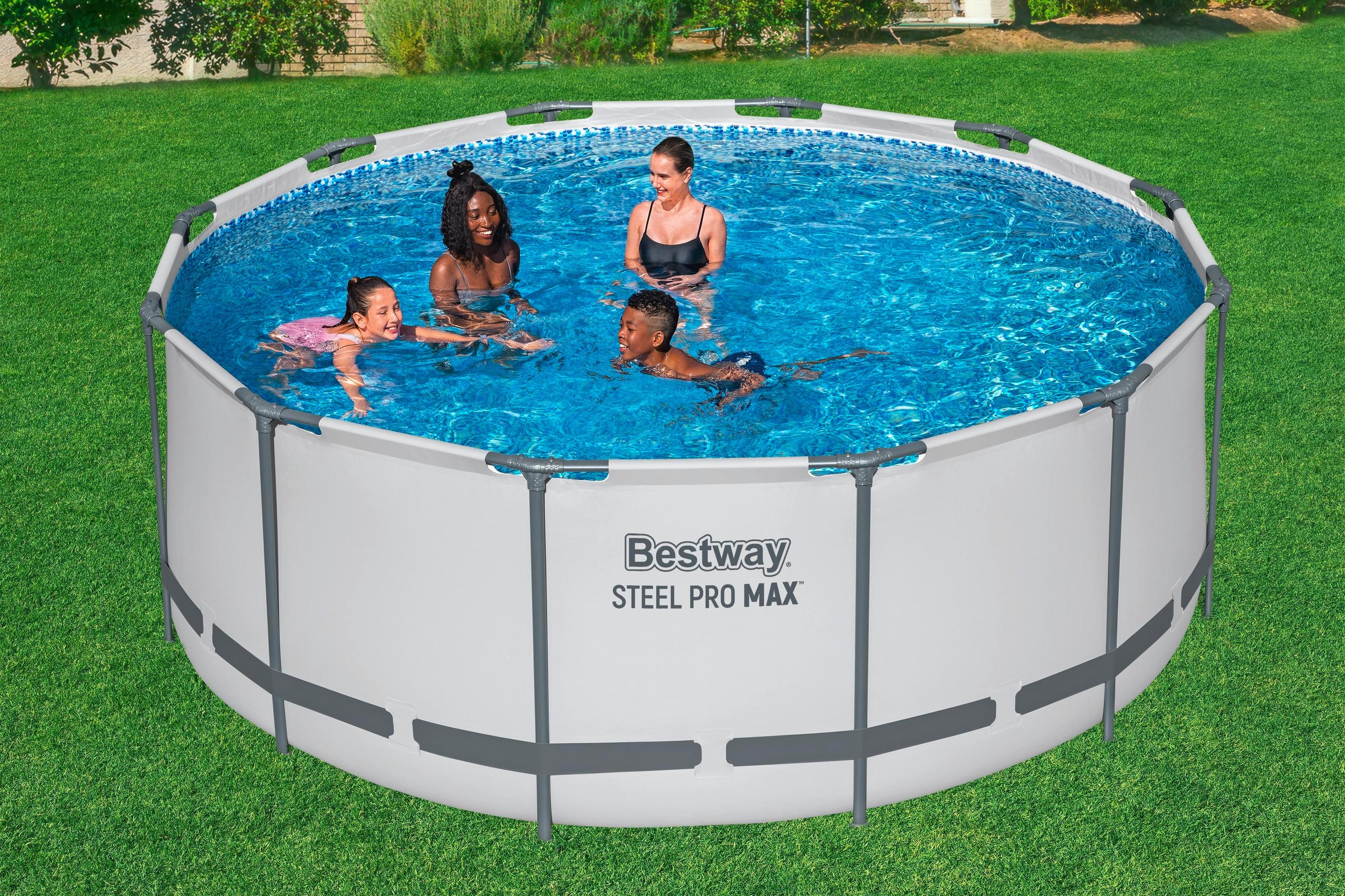 Pool Martina - Blau/Hellgrau, KONVENTIONELL, Kunststoff/Metall (366/122cm) - Bestway