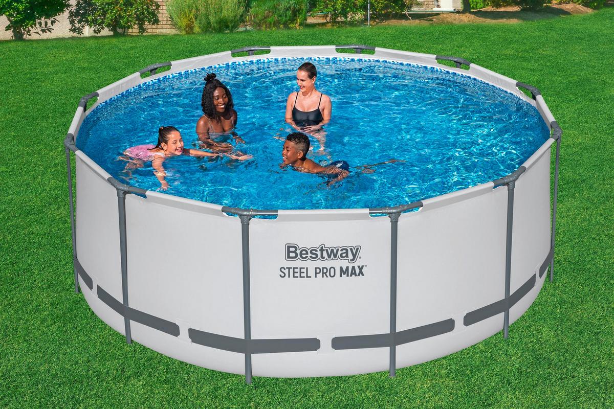 Pool Martina - Blau/Hellgrau, KONVENTIONELL, Kunststoff/Metall (366/122cm) - Bestway