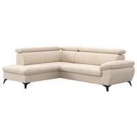 Ecksofa mit Bettfunktion Hudson, Chenille Beige - Beige/Schwarz, KONVENTIONELL, Textil (207/256cm) - Sembella