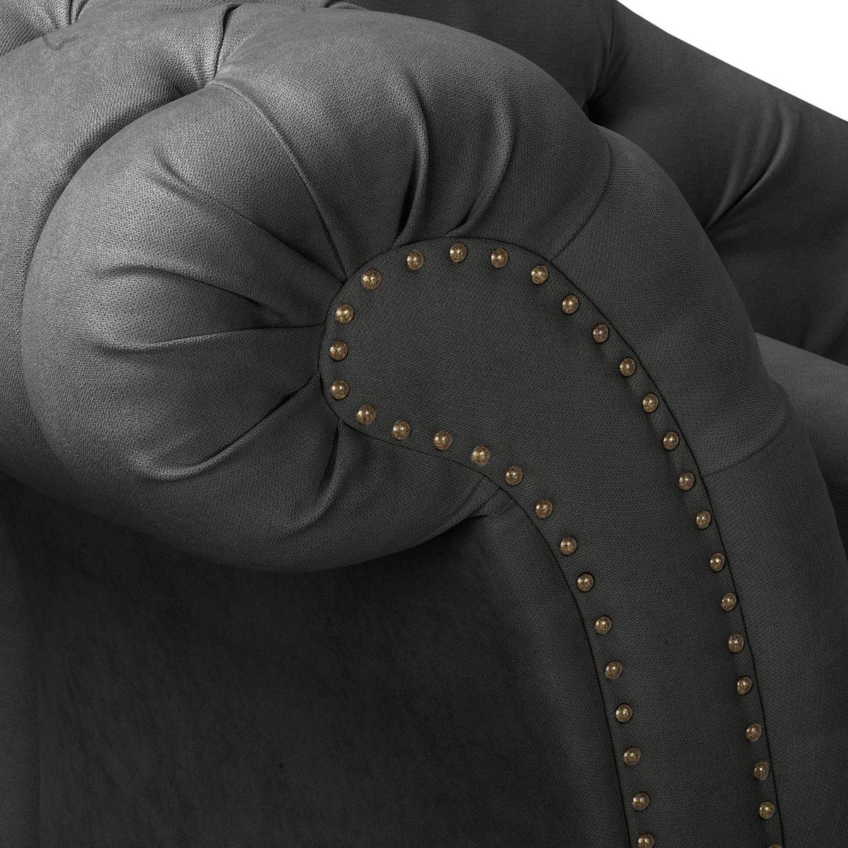 Récamiere Pako Dunkelgrau B: 185cm - Dunkelgrau/Braun, Design, Textil (185/93/75cm) - Livetastic