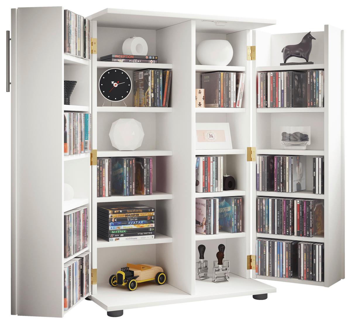 Cd-regal Engalo Weiß B: 60 Cm - Schwarz/Weiß, Design, Holzwerkstoff (60/93/31cm) - MID.YOU