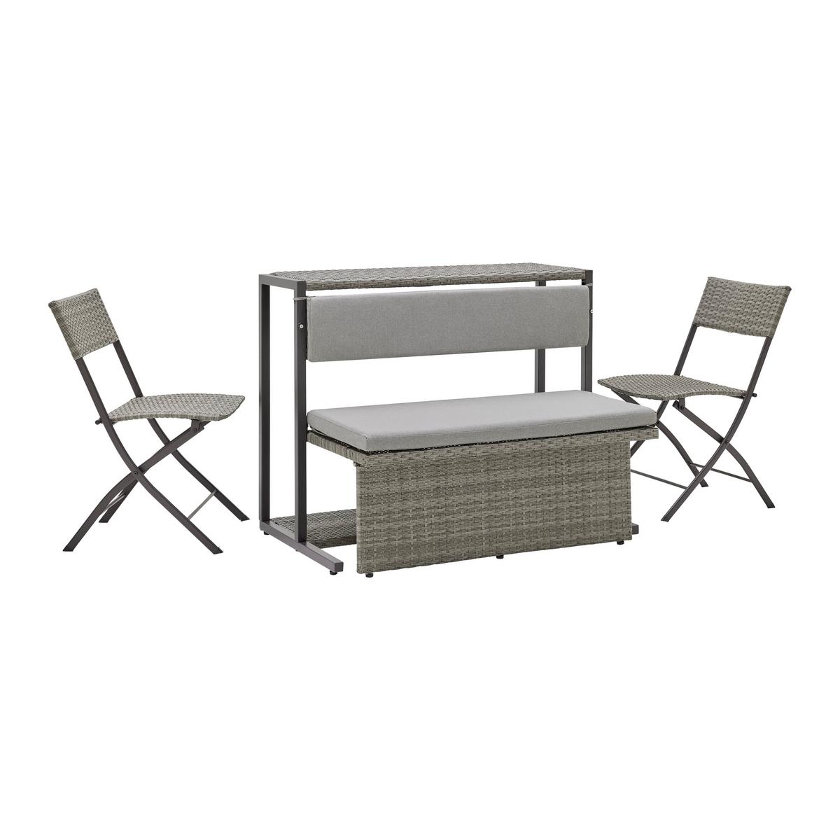 Sada na balkón MARIO šedá/hnědá - šedavě hnědá, Moderní, kov/textil (110/86,5/80cm) - Bessagi Garden