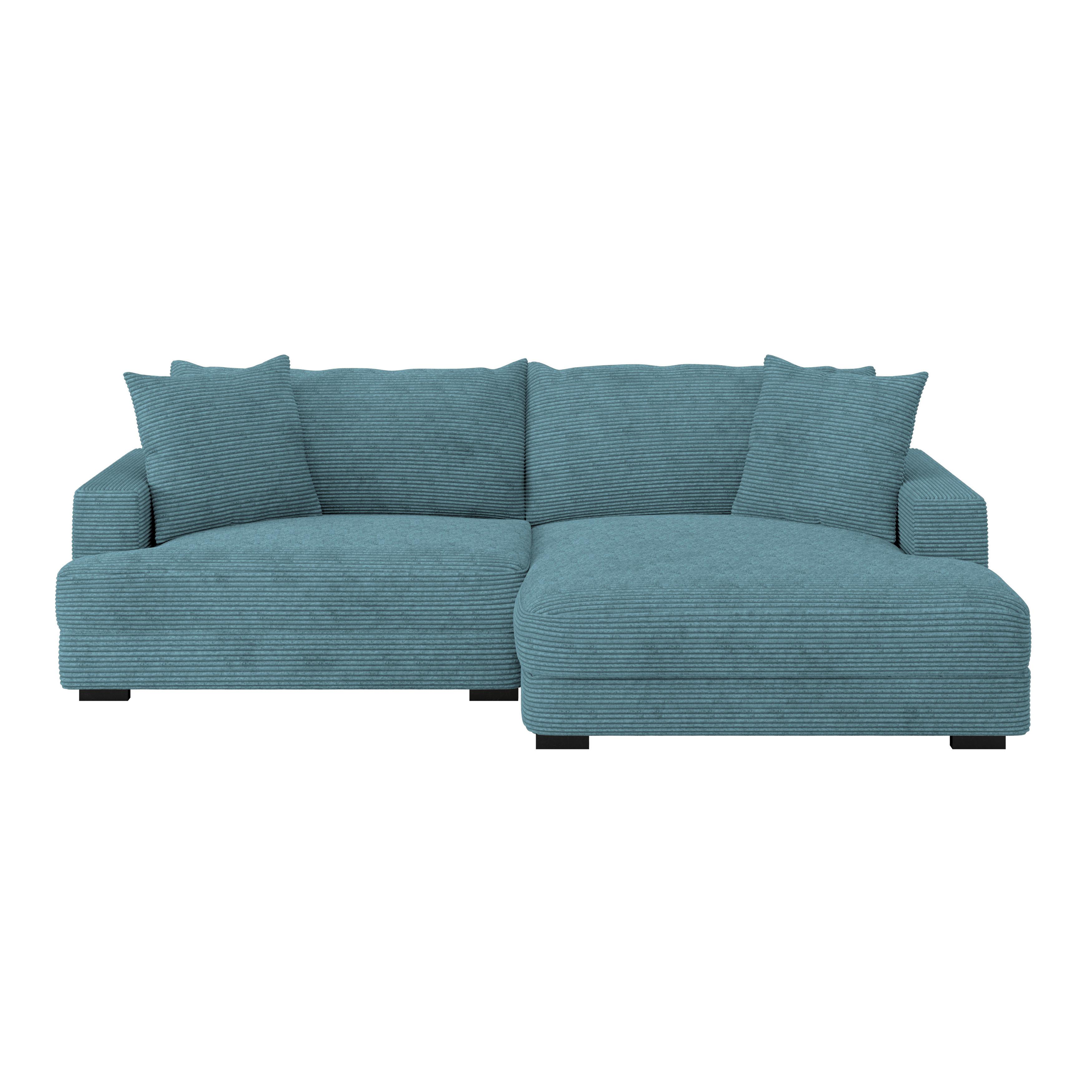 Ecksofa Pelle M. Kissen Türkis Cord 265x180 Cm - Türkis/Schwarz, MODERN, Textil (265/180cm)