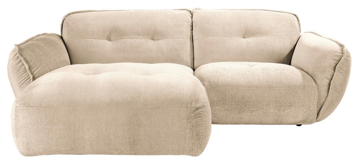 Ecksofa Fluffy, Creme S: 184x269 Cm - Creme/Schwarz, MODERN, Textil (184/269cm) - Trendmanufaktur