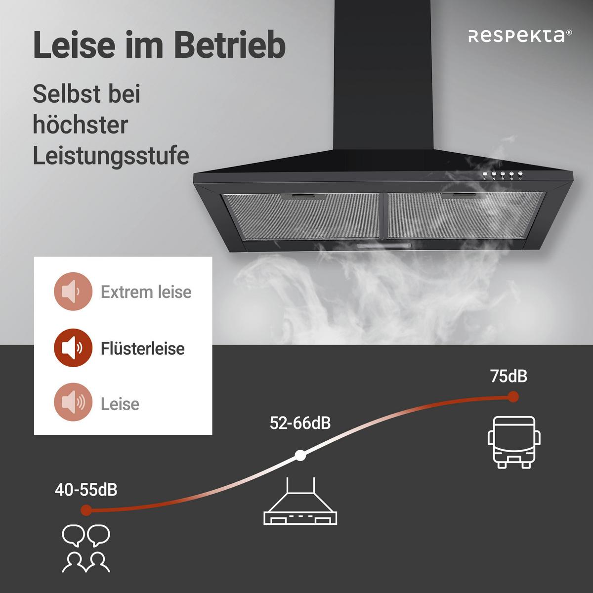 Dunstabzugshaube Karena Schwarz B: 60 Cm, Led - Schwarz, Trend, Metall (60/58-96/47,5cm) - Respekta