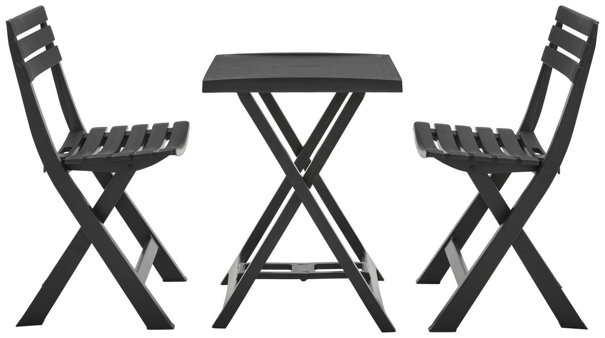 Balkonmöbel Set Aus Polypropylen - Anthrazit, KONVENTIONELL, Kunststoff